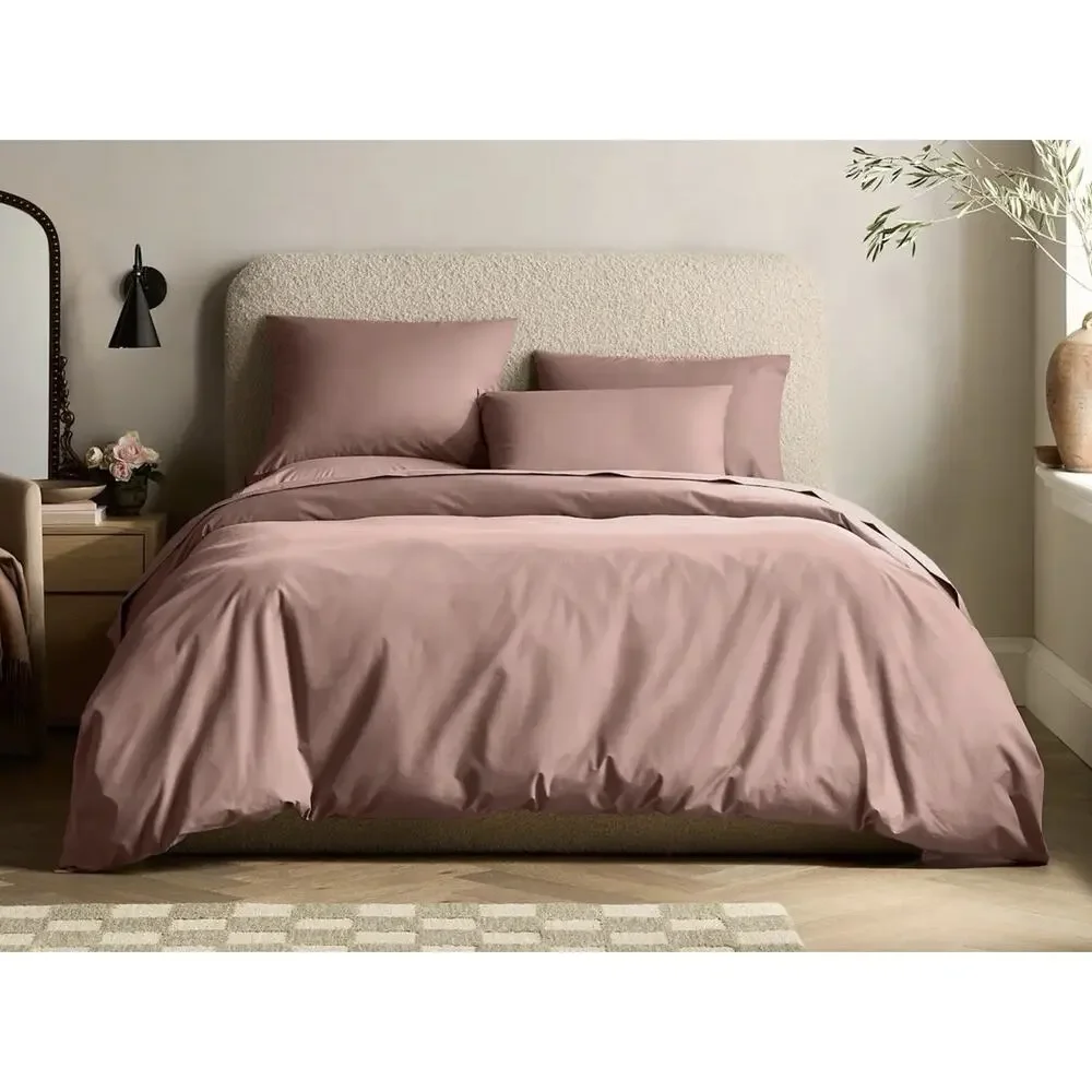 Quince Organic Crisp Percale Duvet Cover Set King Cal King Fig w/ 2 King Shams